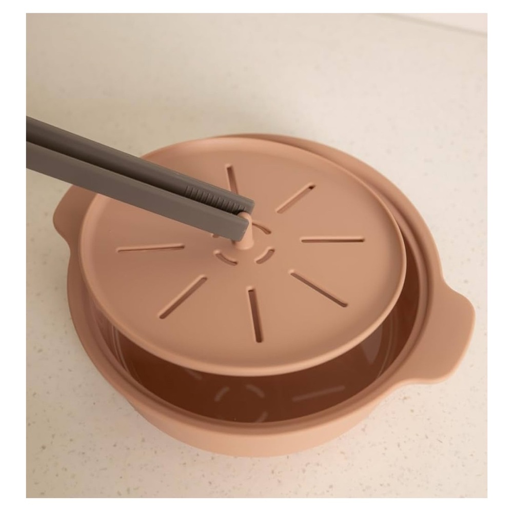 Silicone Steamer with Lid - Beige - Picture 4 of 8